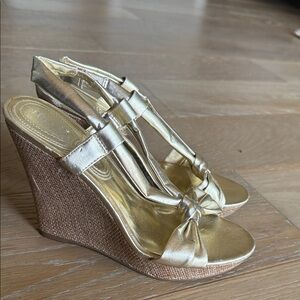 Charles By Charles David Metallic Gold Wedge Sandals